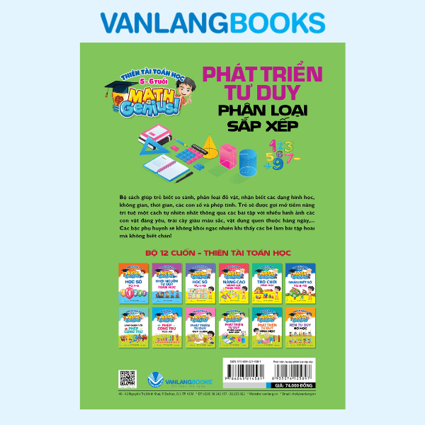 Thiên Tài Toán Học (5 - 6 Tuổi) - Phát Triển Tư Duy Phân Loại Sắp Xếp - Vanlangbooks