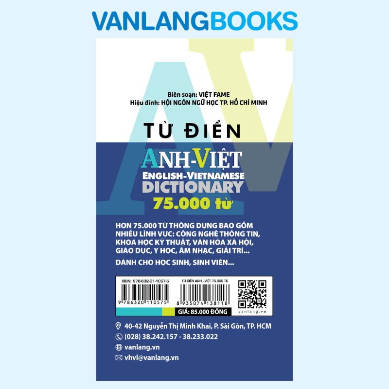 Từ điển Anh - Việt 75.000 từ - (Tái Bản 2026) – Vanlangbooks