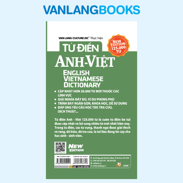 Từ Điển Anh - Việt 125.000 Từ - (Tái Bản 2025) - Vanlangbooks
