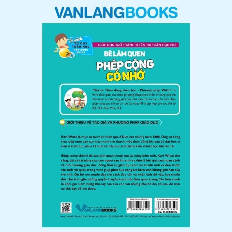 Bé Làm Quen Phép Cộng Có Nhớ - Tư Duy Toán Học Hàn Quốc - Vanlangbooks