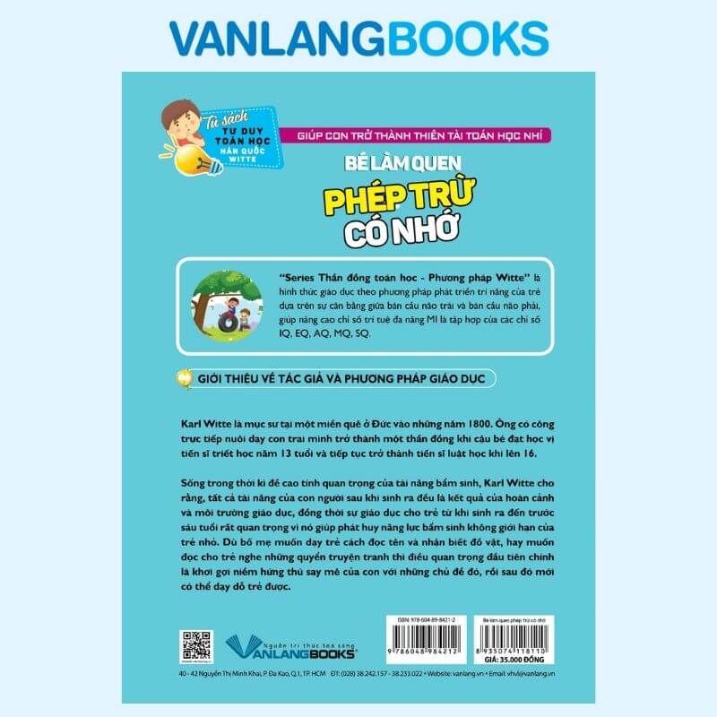 Bé Làm Quen Phép Trừ Có Nhớ -  Tư Duy Toán Học Hàn Quốc - Vanlangbooks