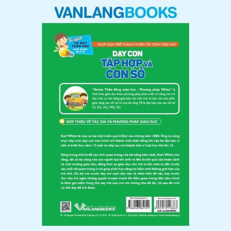 Dạy Con Tập Hợp Và Con Số - Tư Duy Toán Học Hàn Quốc - Vanlangbooks