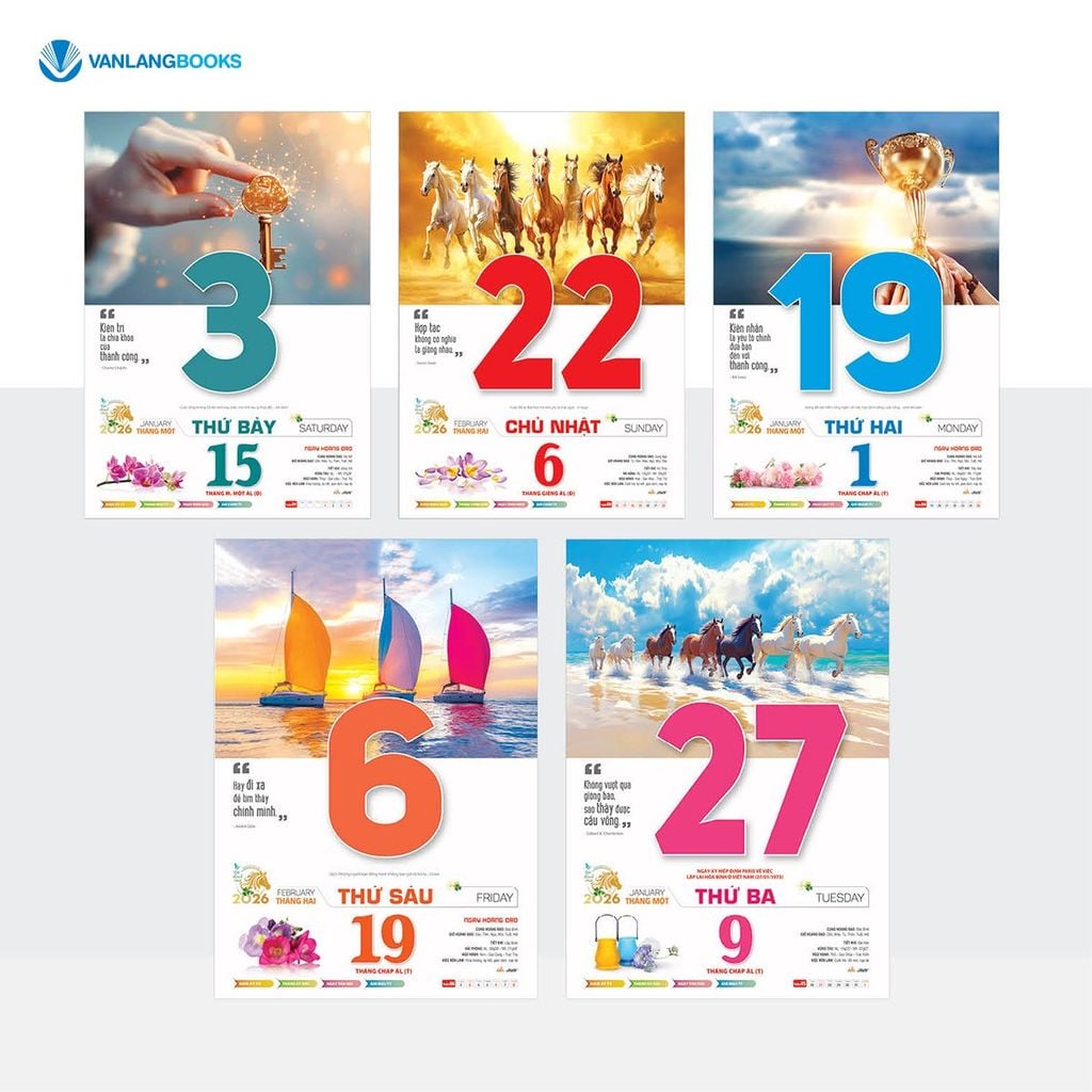 Lịch 2026 Bloc Siêu Cực Đại – Chủ Đề Mã Đáo Thành Công -VL01 | Lịch Tết Treo Tường Cao Cấp Vanlangbooks