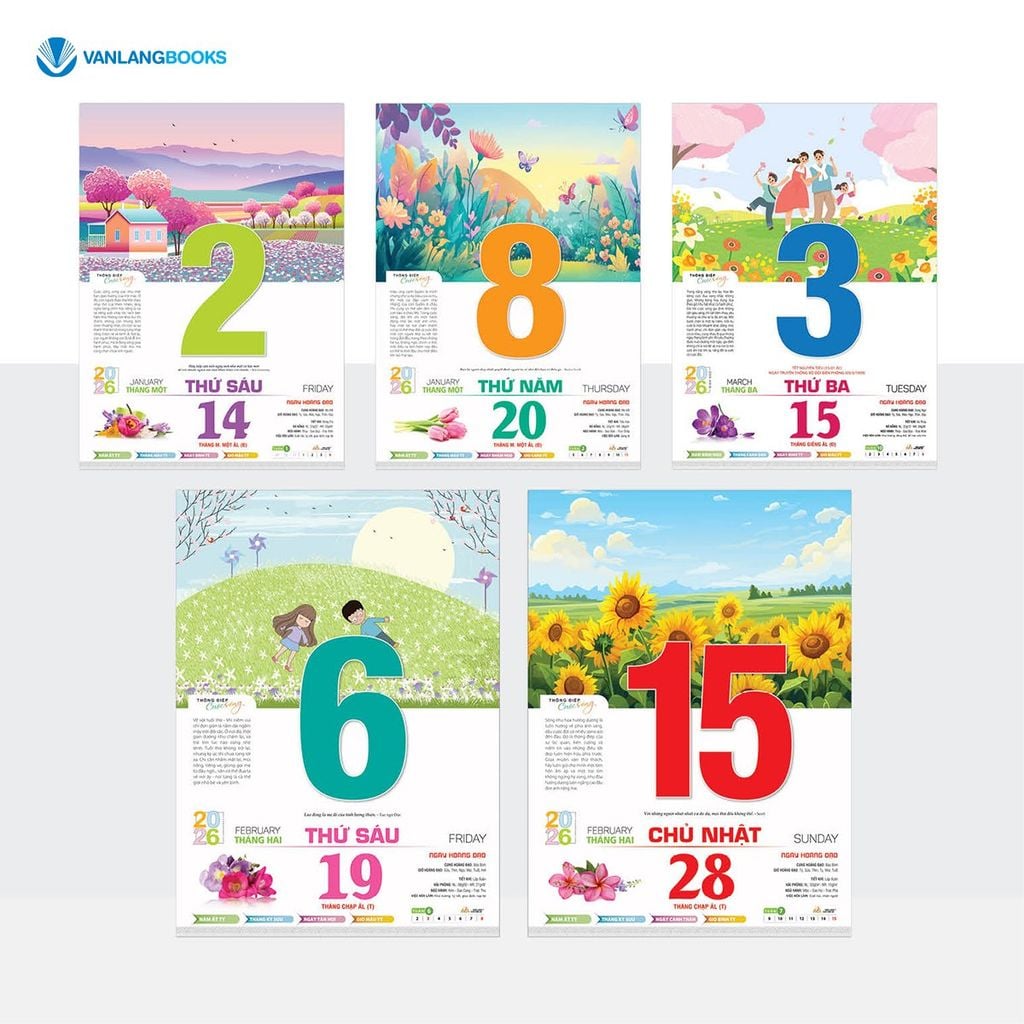 Lịch 2026 Bloc Siêu Cực Đại – Chủ Đề Thông Điệp Cuộc Sống - VL02 | Lịch Tết Treo Tường Cao Cấp Vanlangbooks