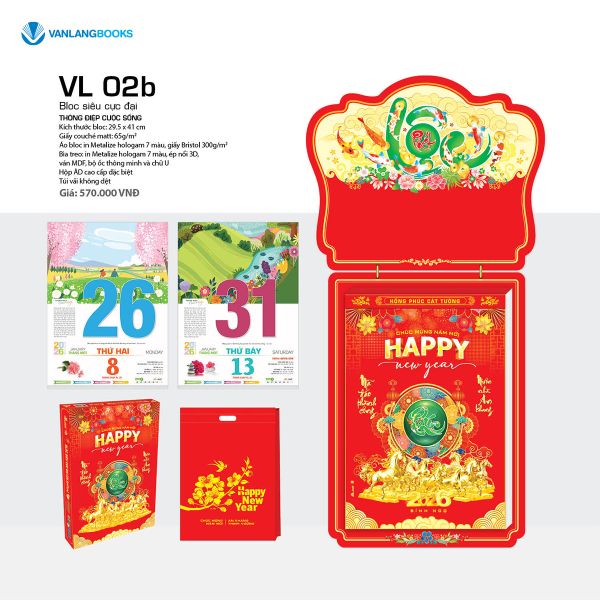 Lịch 2026 Bloc Siêu Cực Đại – Chủ Đề Thông Điệp Cuộc Sống-VL02b | Lịch Tết Treo Tường Cao Cấp Vanlangbooks