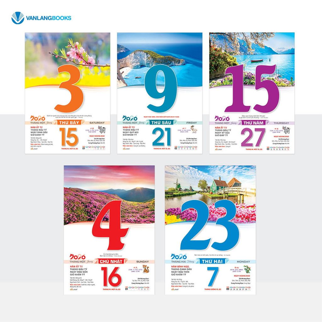 Lịch 2026 Bloc Đại Đặc Biệt – Chủ Đề Cảnh Đẹp Bốn Mùa | Lịch Tết Treo Tường Cao Cấp Vanlangbooks - Mã: VL07