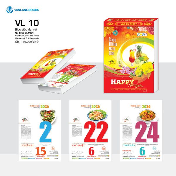 Lịch 2026 Bloc Siêu Đại Rời – Ẩm Thực Ba Miền | Lịch Tết Treo Tường Vanlangbooks | Mã: VL10