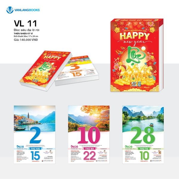 Lịch 2026 Bloc Siêu Đại Lỡ Rời – Thiên Nhiên Kỳ Vĩ | Lịch Tết Treo Tường Vanlangbooks | Mã: VL11