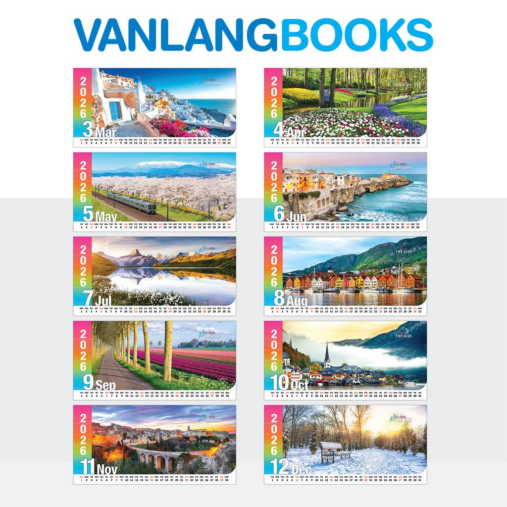 Lịch Bàn 2026 Vanlangbooks - Sắc Màu Thế Giới (VLLB09B) - Cam