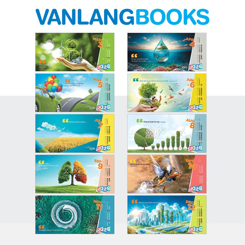 Lịch Bàn 2026 Vanlangbooks - Hành Tinh Xanh (VLLB15) - Xanh