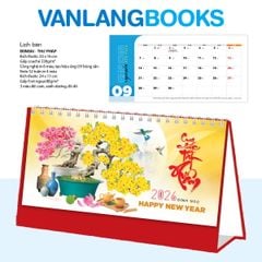 Lịch Bàn 2026 Vanlangbooks - Bonsai & Thư Pháp (VLLB17A) - Đỏ