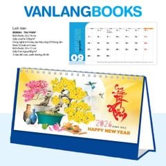 Lịch Bàn 2026 Vanlangbooks - Bonsai & Thư Pháp (VLLB17) - Xanh