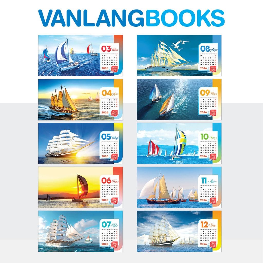 Lịch Bàn 2026 Vanlangbooks - Thuận Buồm Xuôi Gió (VLLB19A) - Đỏ