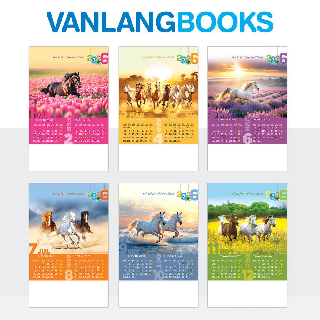 Lịch Tờ 2026 Treo Tường Vanlangbooks - Mã Đáo Thành Công 7 Tờ Lò Xo - VLLT01