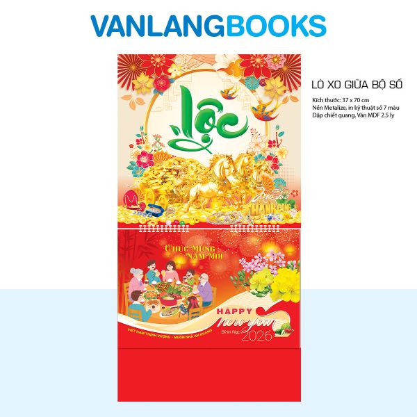Lịch Treo Tường 2026 Vanlangbooks - Kim Mã Lộc An (VLLXG03B) Cao Cấp