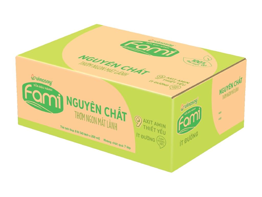  Thùng 40 Bịch Sữa Đậu Nành Fami NGUYÊN CHẤT ÍT ĐƯỜNG 200ml 