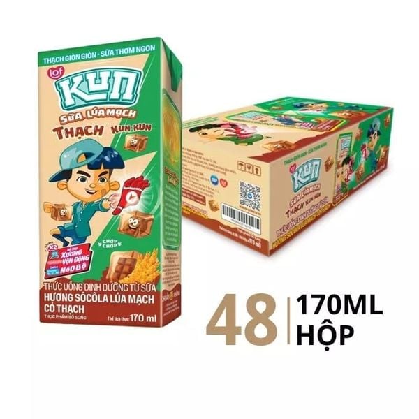  Lốc Sữa Lif Kun Cacao Có Thạch Lúa Mạch  180ml 