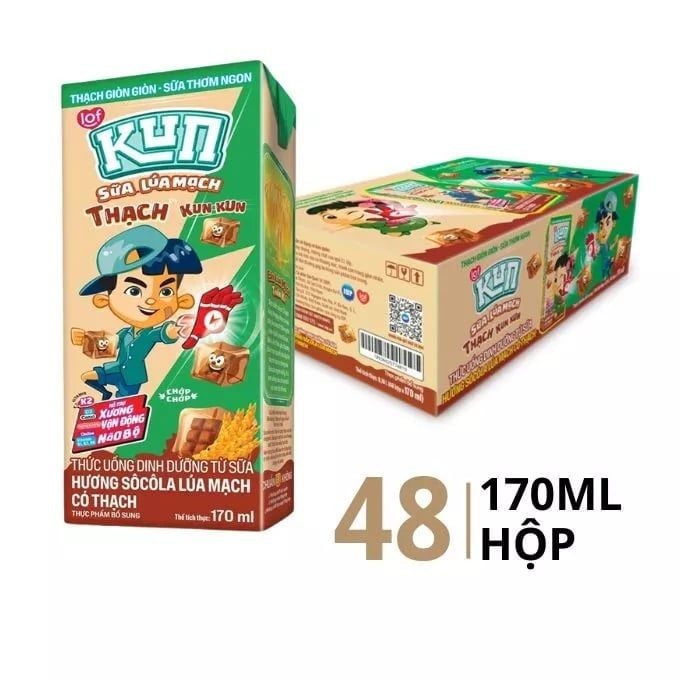  Lốc Sữa Lif Kun Cacao Có Thạch Lúa Mạch  180ml 