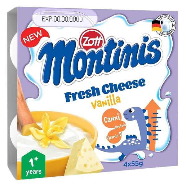  Lốc Phô mai tươi Zott Montinis vanilla 55g 