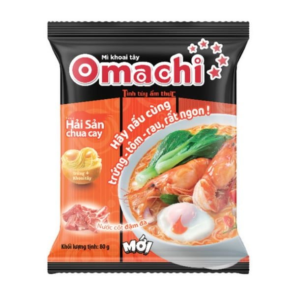  Mì Omachi Hải Sản Chua Cay Gói 82g 