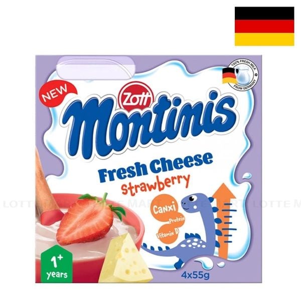  Lốc Phô mai tươi Zott Montinis Dâu 55g 