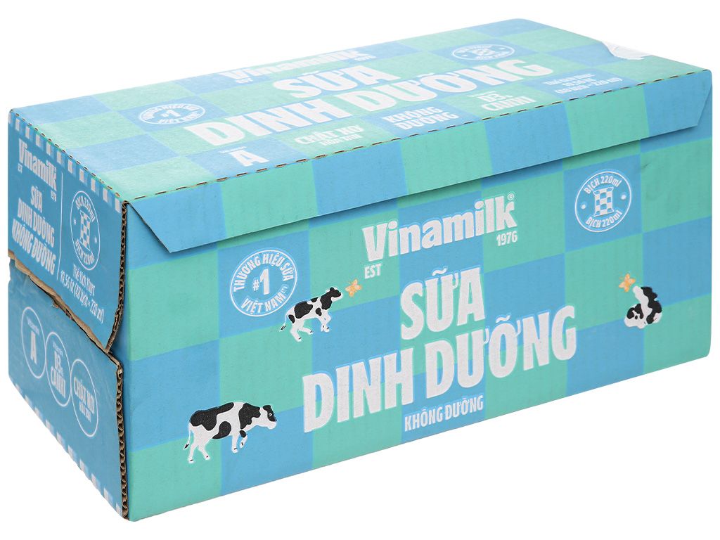  Thùng 48 Bịch Sữa Tươi Tiệt Trùng Vinamilk Không Đường 220ml 