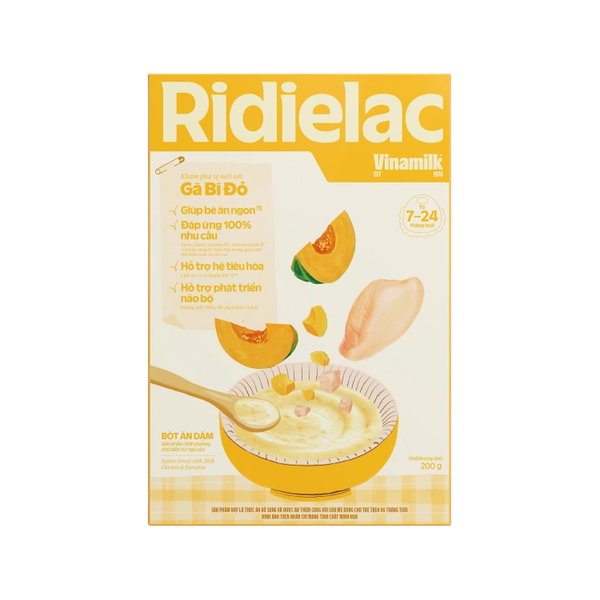  Bột Ăn Dặm RiDielac Gold Gà Bí Đỏ  - Hộp Giấy 200g 