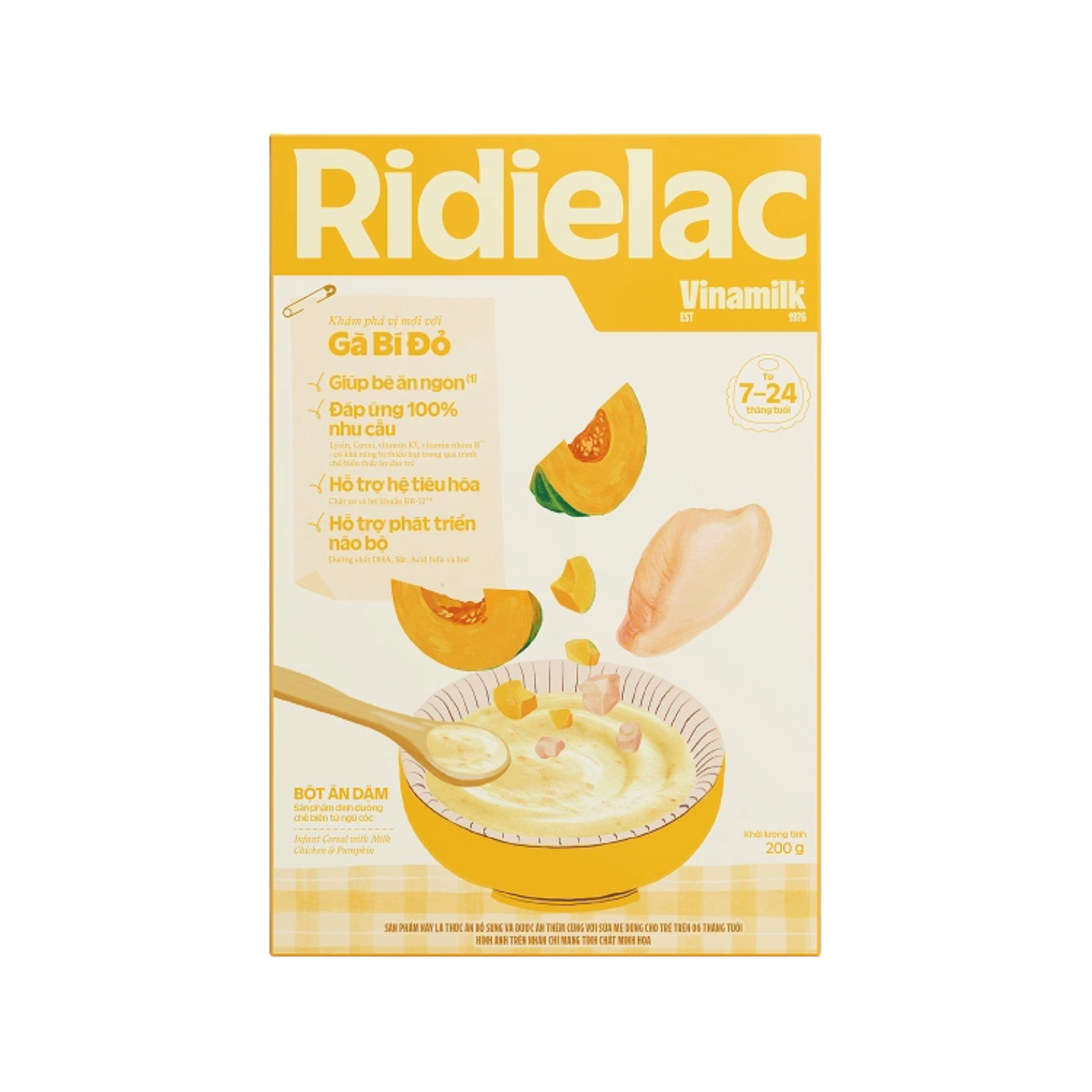  Bột Ăn Dặm RiDielac Gold Gà Bí Đỏ  - Hộp Giấy 200g 