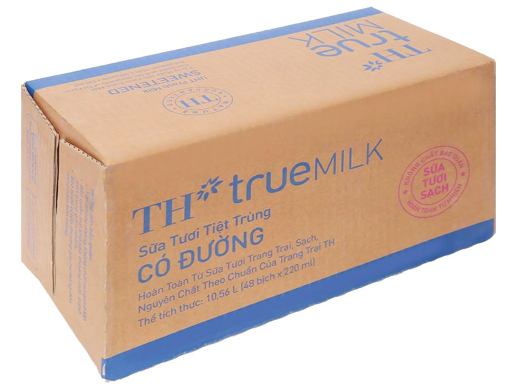  Thùng 48 Bịch Sữa Tươi TH Có Đường 220ml 