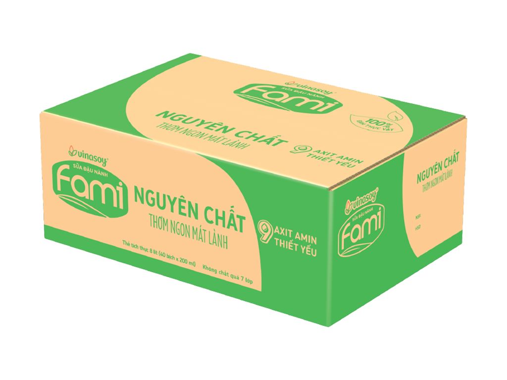  Thùng 40 Bịch Sữa Đậu Nành Fami NGUYÊN CHẤT 200ml 