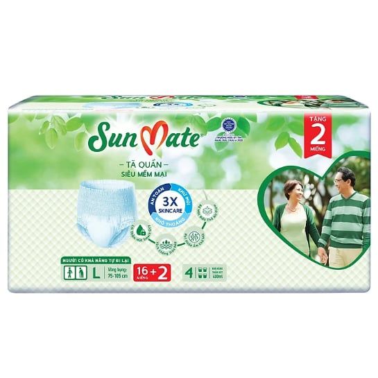  Tã Quần Sunmate Size L 16 Miếng 