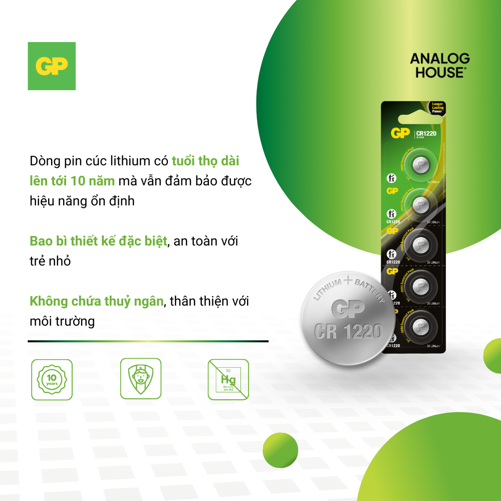 Pin cúc áo GP Lithium 3V CR1220 | DL1220 | 1220