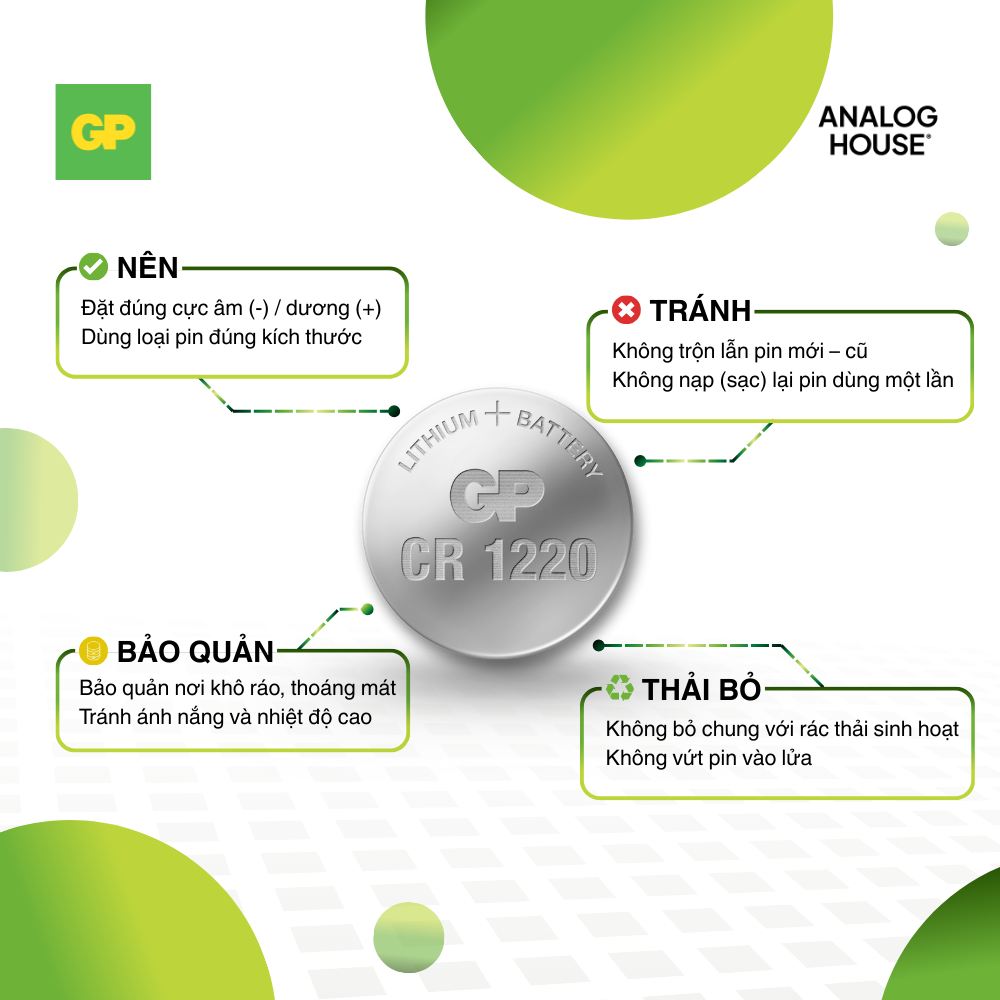 Pin cúc áo GP Lithium 3V CR1220 | DL1220 | 1220