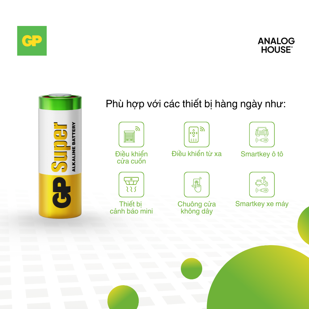 Pin hiệu suất cao GP Alkaline 12V A23 | 23A | MN21 | LRV08 | V23GA