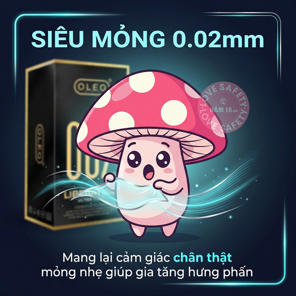 Bao Cao Su Siêu Mỏng Oleo Lampo 002 Liberation Ultrathin | Nấm 18