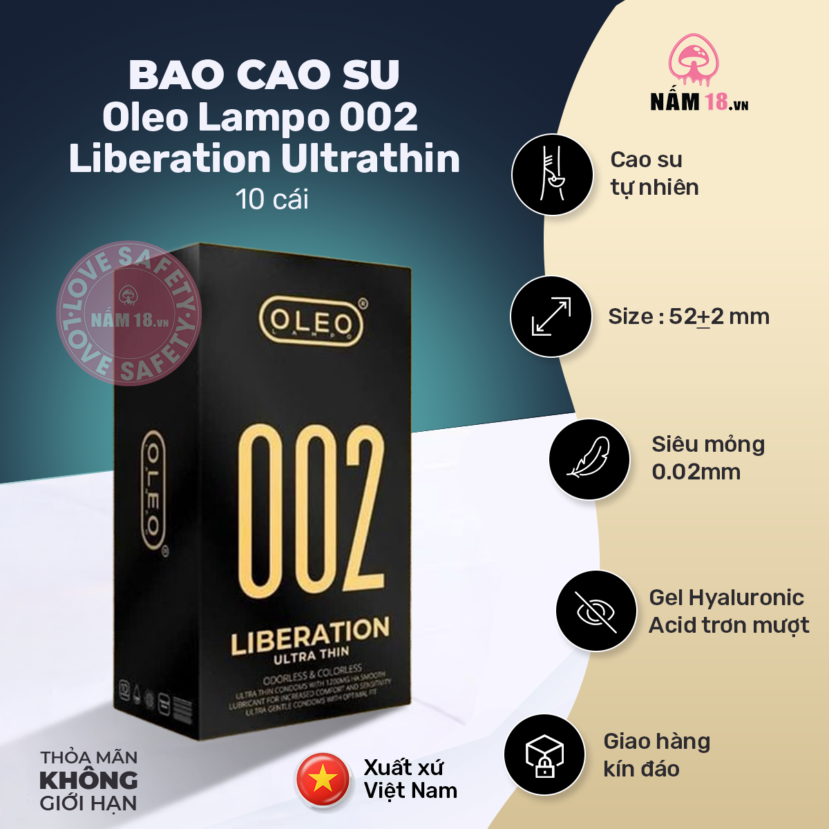  Bao Cao Su Siêu Mỏng Oleo Lampo 002 Liberation Ultrathin 