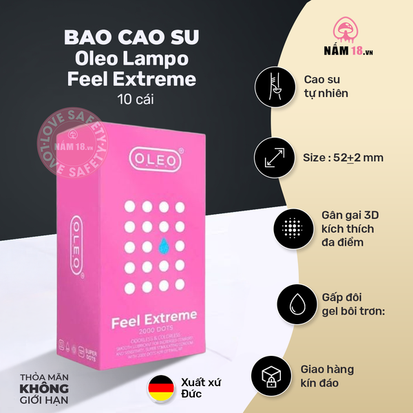  Bao Cao Su Gân Gai Oleo Lampo Feel Extreme Nhiều Gel 
