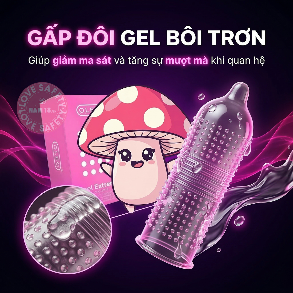  Bao Cao Su Gân Gai Oleo Lampo Feel Extreme Nhiều Gel 