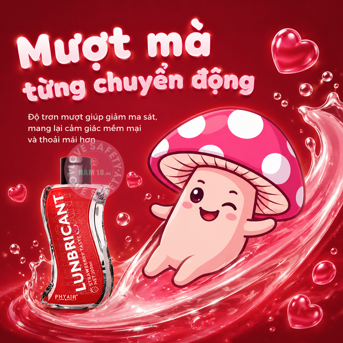  Gel Bôi Trơn Hương Dâu Phyair Strawberry - Chai 200ml 