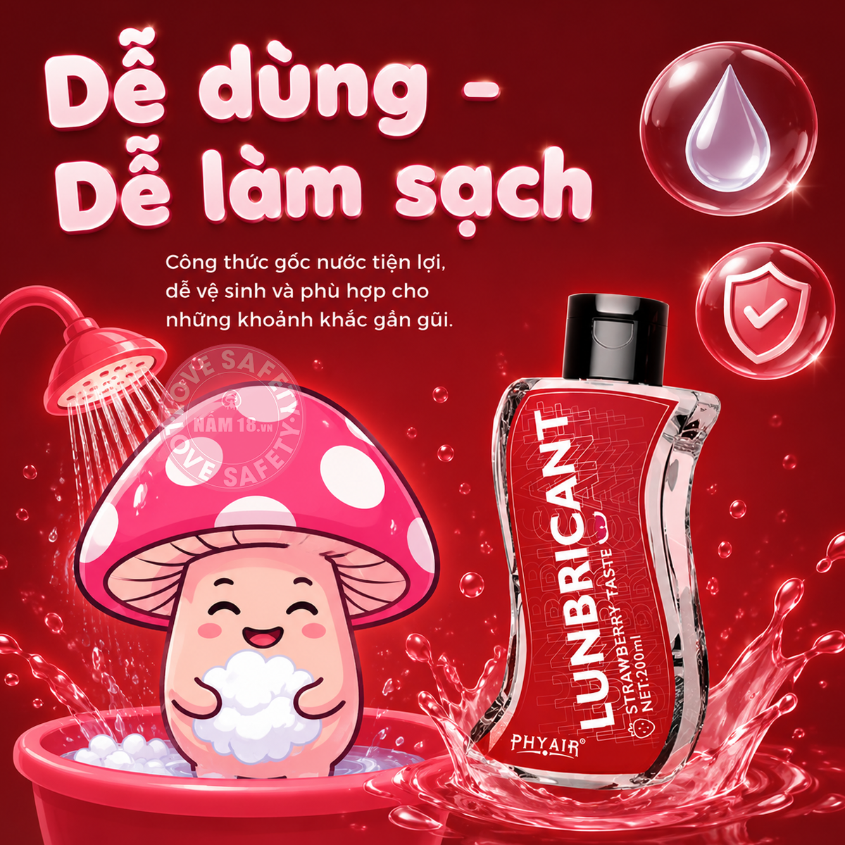  Gel Bôi Trơn Hương Dâu Phyair Strawberry - Chai 200ml 