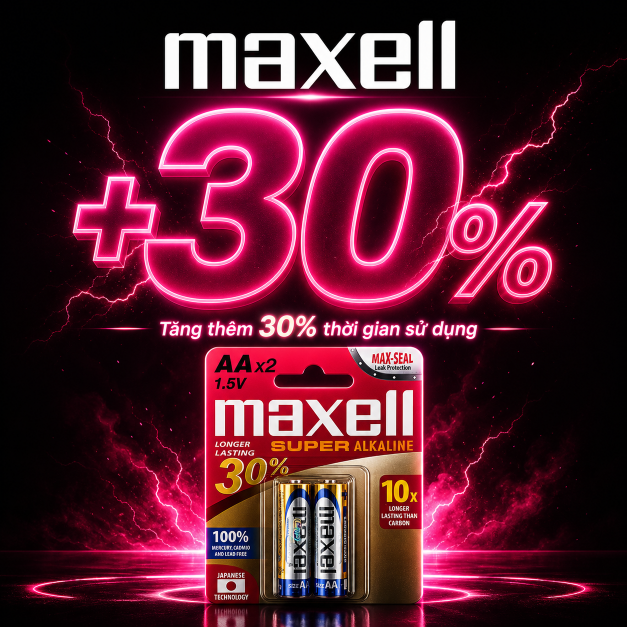  Pin Tiểu AA Maxell Super Alkaline Nhật Bản 