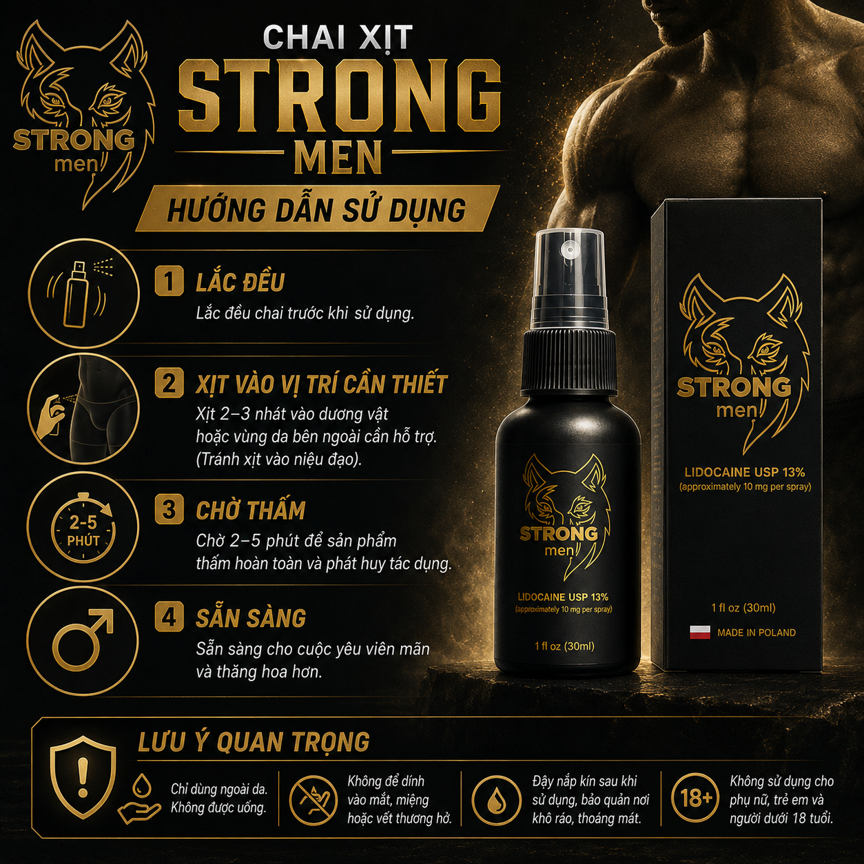  Chai Xịt Kéo Dài Thời Gian Strong Men 13% 