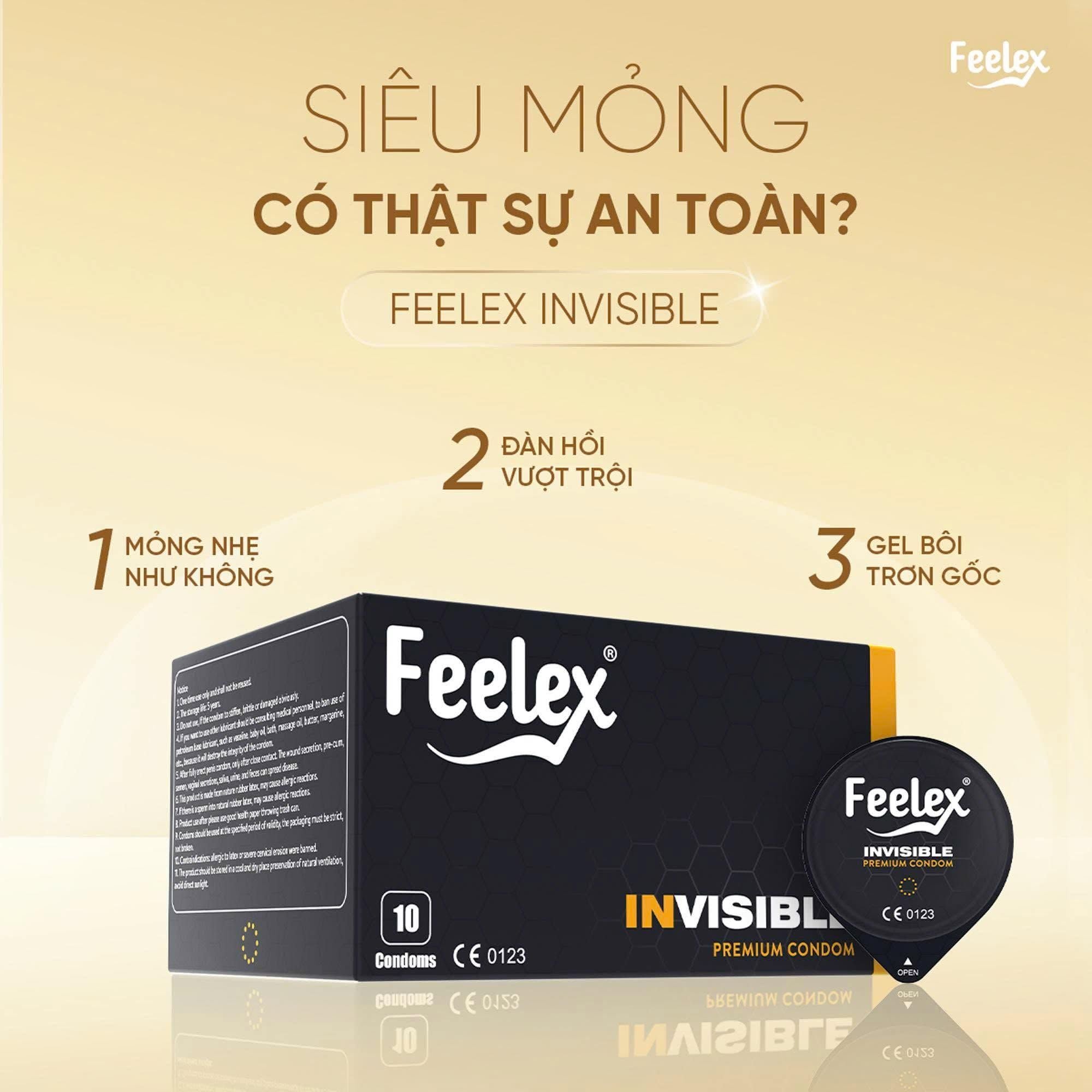  Bao Cao Su Siêu Mỏng Feelex Invisible 