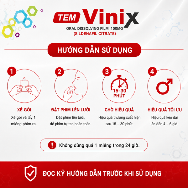 Tem Ngậm Cương Dương, Tăng Cường Sinh Lý Vinix 100mg