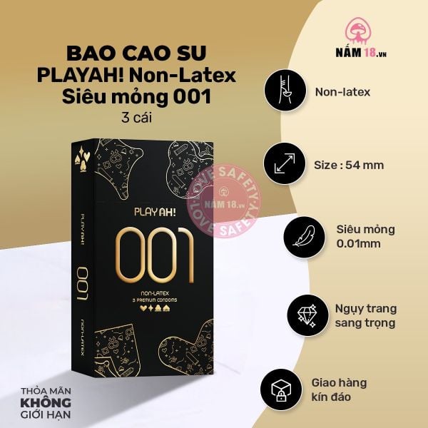  Bao Cao Su Siêu Mỏng Playah 0.01 Non Latex 