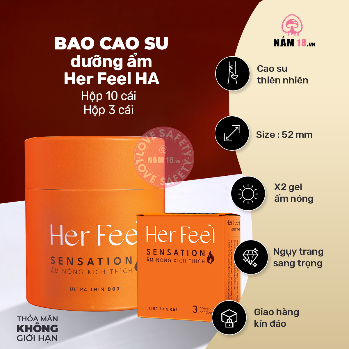  Bao Cao Su Nóng Ấm PlayAh Her Feel Sensation Hương Nước Hoa 