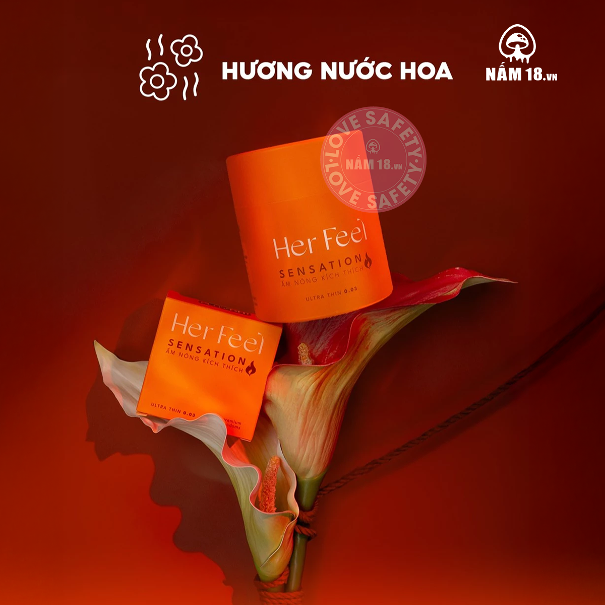  Bao Cao Su Nóng Ấm PlayAh Her Feel Sensation Hương Nước Hoa 