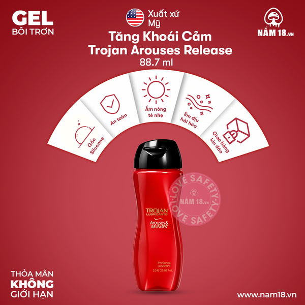  Gel Bôi Trơn Tăng Khoái Cảm Trojan Arouses Releases Cao Cấp - Chai 88ml 