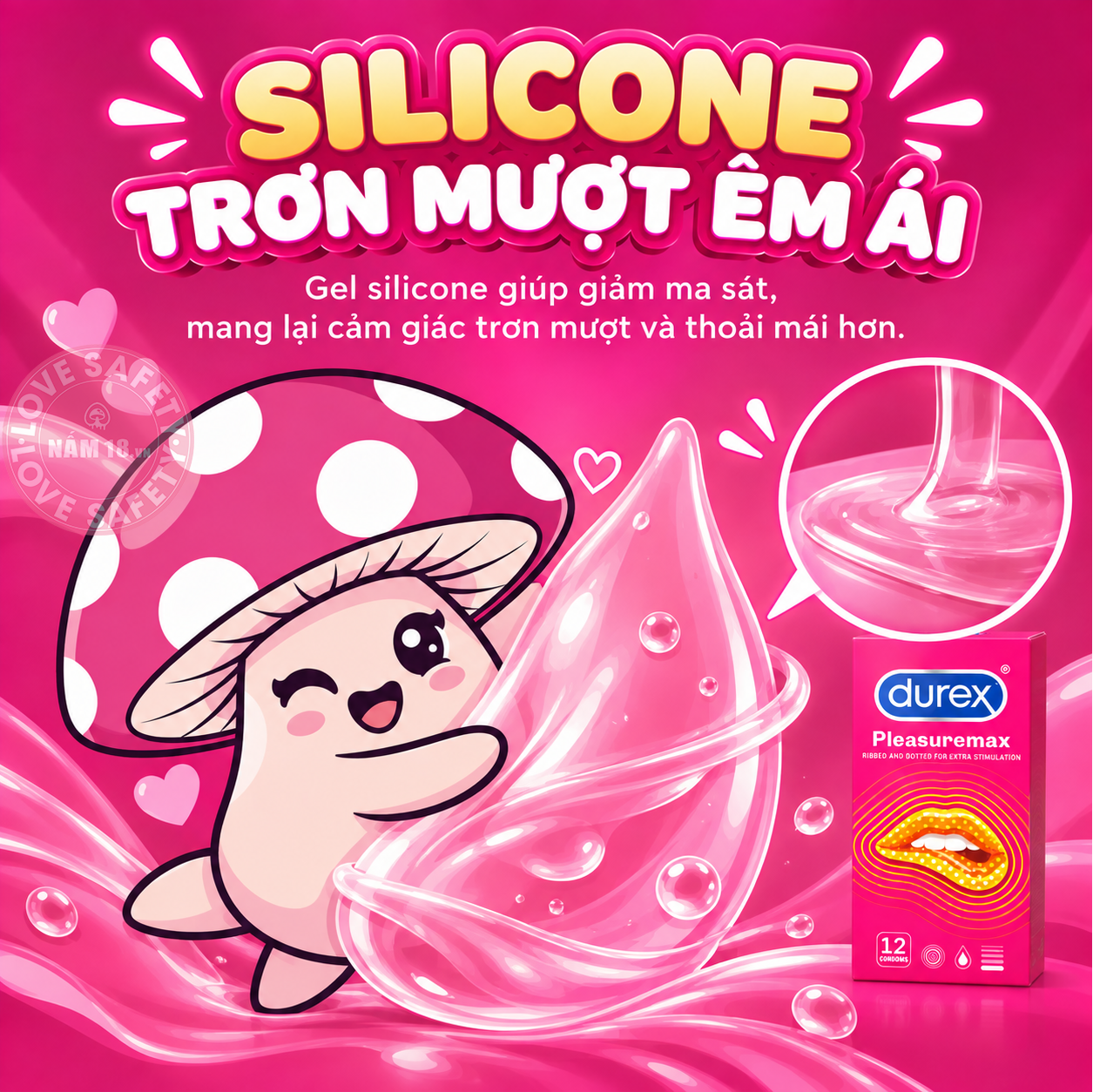  Bao Cao Su Size Lớn 56mm Durex Pleasuremax Gân Và Điểm Nổi - Hộp 12 Cái 