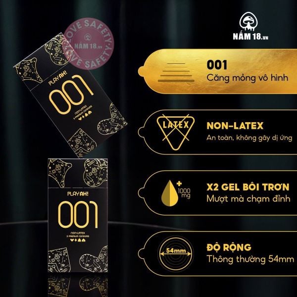  Bao Cao Su Siêu Mỏng Playah 0.01 Non Latex 